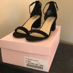 Black short heeled sandals